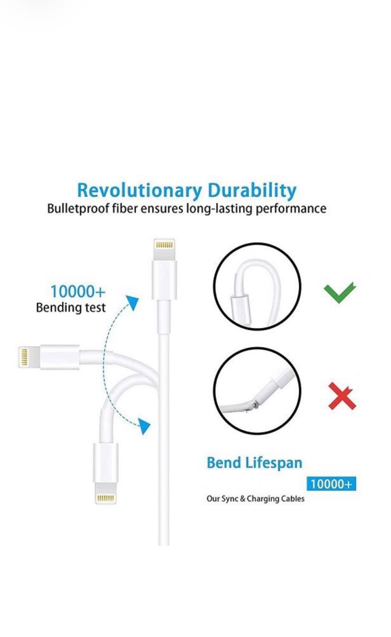 Type C to Lightning (iPhone) Fast Charging & Data Transfer Cable - White view 2